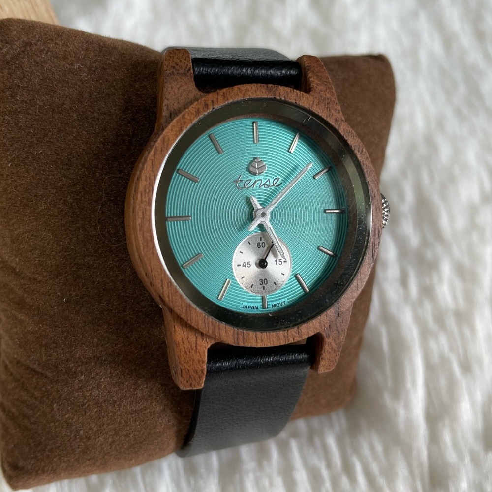 Tense Walnut Watch & Wood Box NIB Leather NWT - Picture 7 of 13